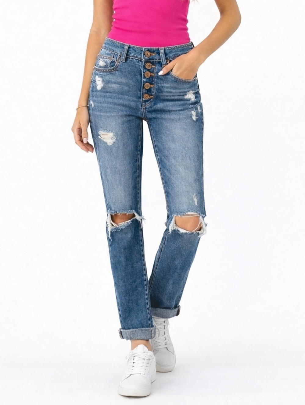 Sincerely Jules Distressed Button Fly Jeans 3